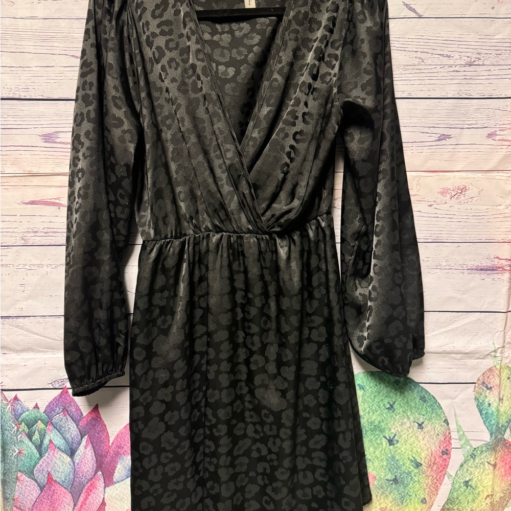 Elegant Black Leopard Print Dress